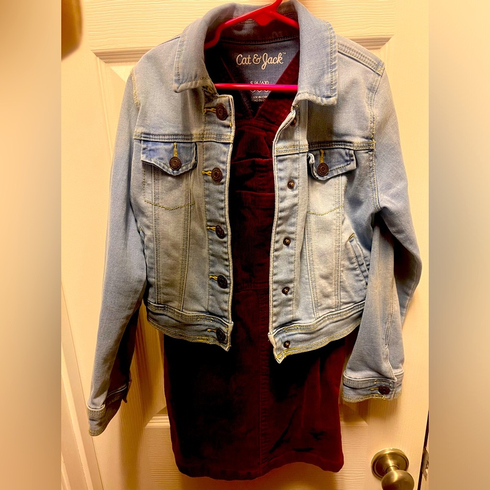 Girls Target Bundle Deal ✅ Jean Jacket & Corduroy Dress size 6 EUC